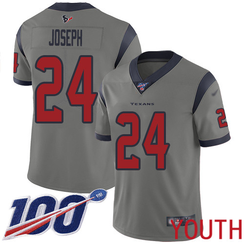 Houston Texans Limited Gray Youth Johnathan Joseph Jersey NFL Football #24 100th Season Inverted Legend->youth nfl jersey->Youth Jersey